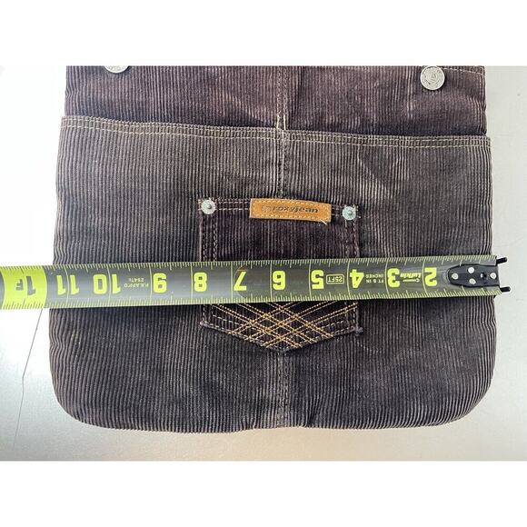 Roxy Tote Bag Y2k Brown Corduroy Front Pocket Vintage Top Handle - Picture 7 of 7